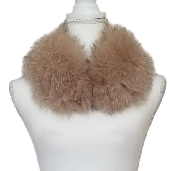 Pink Beige Fox Fur Collar With Scarf - Picture 3 of 6